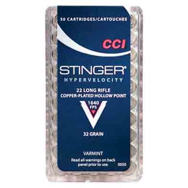 Picture of Cci/Speer Stinger Rimfire Ammo 22 Lr, Cphp, 32 Grains, 1640 Fps, Rounds, Boxed 076683000507