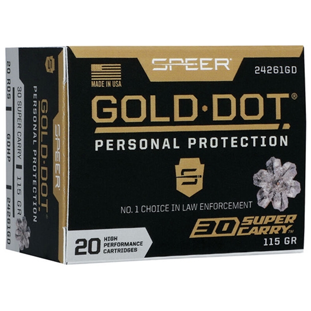Picture of  Speer 24261Gd Gold Dot Personal Protection 30 Super Carry 115 GR Hollow Point 20 Per Box/ 10 Case