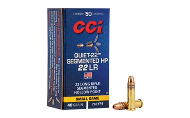 Picture of Cci/Speer Quiet-22 Segmented HP Rimfire Ammo 22 Lr, Cprn, 40 Grains, 710 Fps, 50 Rounds, Boxed 970 076683009708