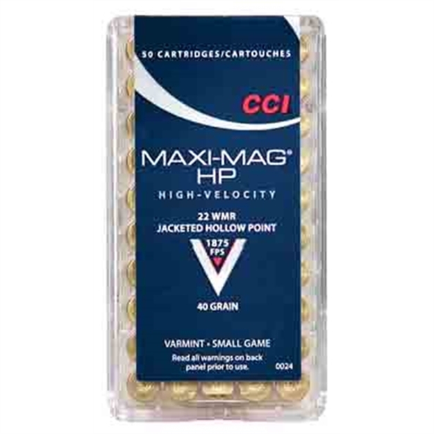 Picture of Cci/Speer Maxi Mag HP Rimfire Ammo 22 Win Mag, Jhp, 40 Grains, 1875 Fps, 50 Rounds, Boxed 0024