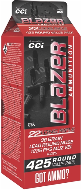 Picture of  Cci 10026 Blazer Rimfire 22Lr 38Gr Lead Round Nose 425 Per Box/8 Case
