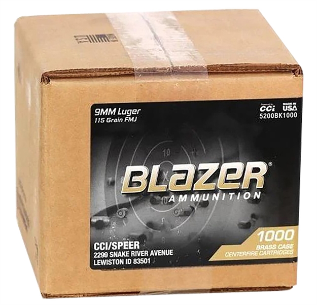 Picture of  Cci 5200Bk1000 Blazer Brass Handgun 9Mmluger 115Gr Full Metal Jacket 1000 Per Box/1 Case *Loose