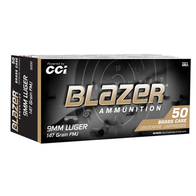 Picture of  Cci 5203 Blazer Brass Handgun 9Mmluger 147Gr Full Metal Jacket 50 Per Box/20 Case