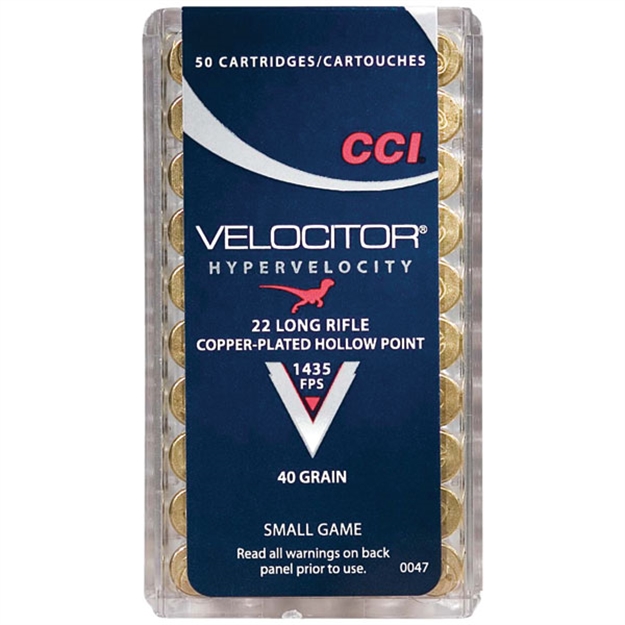 Picture of Cci/Speer Velocitor Rimfire Ammo 22 Lr, Cphp, 40 Grains, 1435 Fps, 50 Rounds, Boxed 47