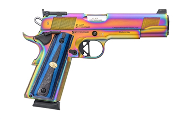 Picture of Charles Daly 440.183 1911 Empire Grade Full Size Frame 45 Acp 8+1 5" Stainless Steel Barrel, Nebula Pvd Serrated Steel Slide, Steel W/Beavertail Frame, Black G10 Grip 440183 8053800946988