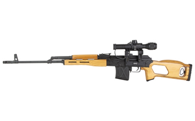 Picture of  Century Arms Ri035vn Psl W/Optic 7.62X54mmr 10+1 24.50" Black Steel Barrel & Receiver, Black Wood Skeletonized Stock