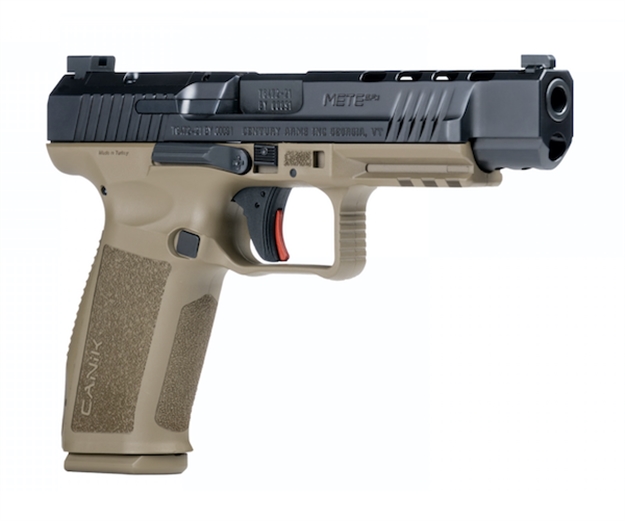 Picture of  Canik Hg5635n Mete Sfx Full Size Frame 9Mm Luger 20+1/18+1, 5.20" Black Match Grade Barrel Black Nitride Serrated Steel Slide, Flat Dark Earth Polymer Frame W/Picatinny Rail, Ambidextrous 787450607651