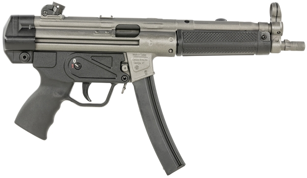 Picture of  Century Arms Hg6034asn Ap5 Core 9Mm Luger 30+1 8.90" Cold Hammer Forged Chrome Moly Vanadium Barrel, Exclusive Gray Finish, Black Furniture, Fixed Front/Drum Rear Sights, Manual Safety