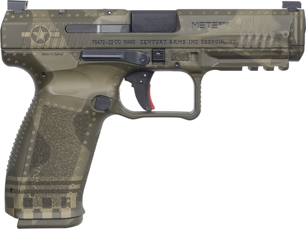 Picture of  Canik Hg5636gnbn Mete Sft 9Mm Luger 4.46" 20+1/18+1, Green Bomber, Picatinny Rail Frame, Serrated Optic Cut Slide, Interchangeable Backstrap Grip, Case & Holster Included