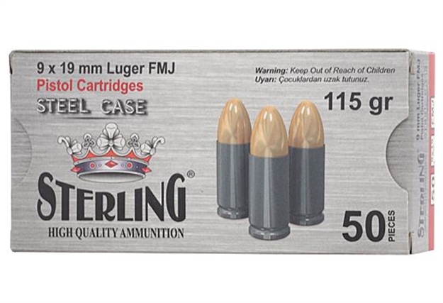 Picture of Century Arms Steel Case 9Mm 115 GR Fmj 50 RD Box  30 Boxes/Case AM8189