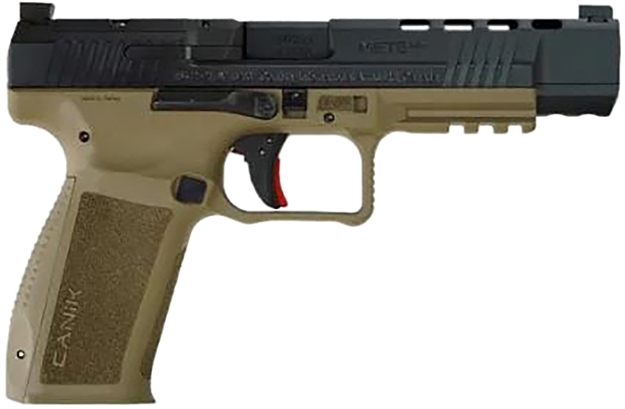Picture of  Canik Hg6651n Mete Sfx  9Mm Luger 10+1 5.20" Black Nitride Match Grade Barrel, Black Optic Ready/Serrated Steel Slide, Flat Dark Earth Polymer Frame W/Picatinny Rail, Aggressive Texture Grip 787450760073