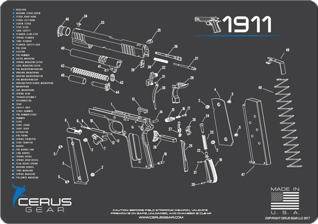 Picture of Cerus Gear Gear 3Mm Promats 12"X17" 1911 Schematic Char Gray