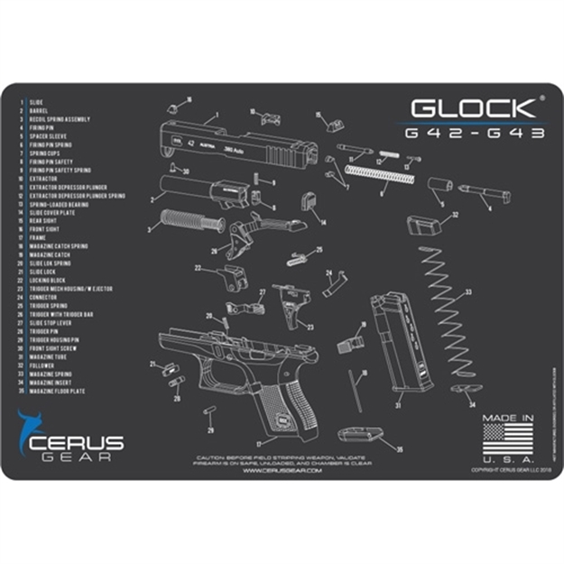 Picture of Cerus Gear Gear 3Mm Promats 12"X17" Glock 42/43 Schematic Char Gry