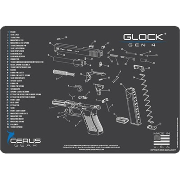 Picture of Cerus Gear Gear 3Mm Promats 12"X17" Glock Gen4 Schematic Char Gray