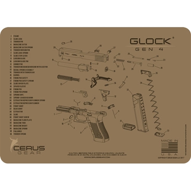 Picture of Cerus Gear Gear 3Mm Promats 12"X17" Glock Gen4 Schematic Coyote
