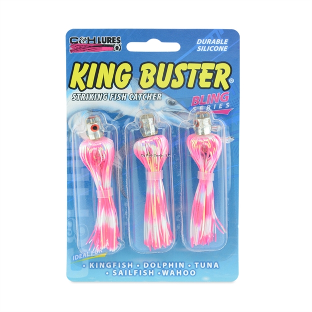 Picture of C&H King Buster Bling Series Lure, Pink/White Skirt, 3 PC