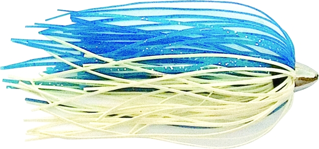 Picture of C&H King Buster Kingfish Pro-Rig, 1/8 OZ Head, Blue/White Skirt, Two #4 4X Treble Hooks, Camo Brown Wire, 3 FT