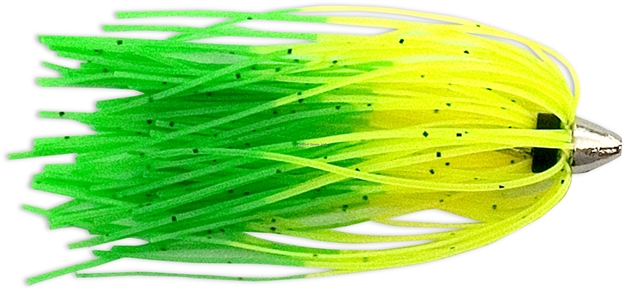 Picture of C&H King Buster Lure,  Chartreuse/Green Firetail Skirt, 1/8 OZ Head, 2.5 In, 3 PC