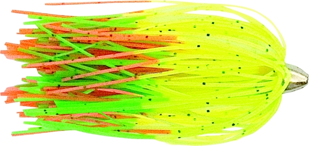 Picture of C&H King Buster Lure,  Chartreuse/Greenorangefire Skirt, 1/8 OZ Head, 2.5 In, 3 PC