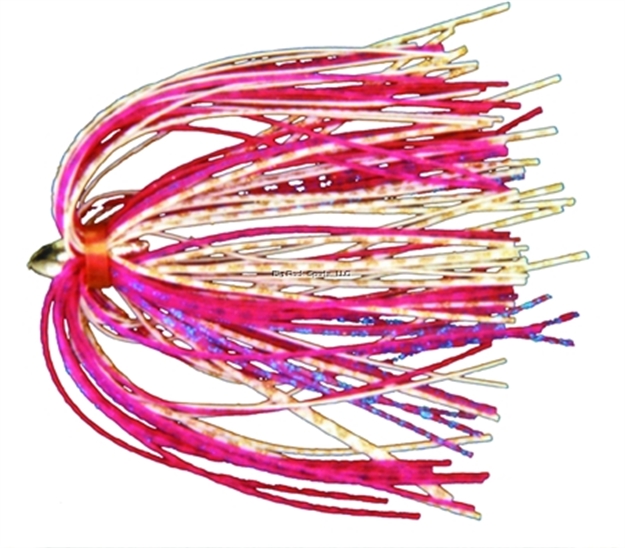 Picture of C&H King Buster Lure,  Hotpink/White/Goldbluefleck Skirt, 1/8 OZ Head, 2.5 In, 3 PC