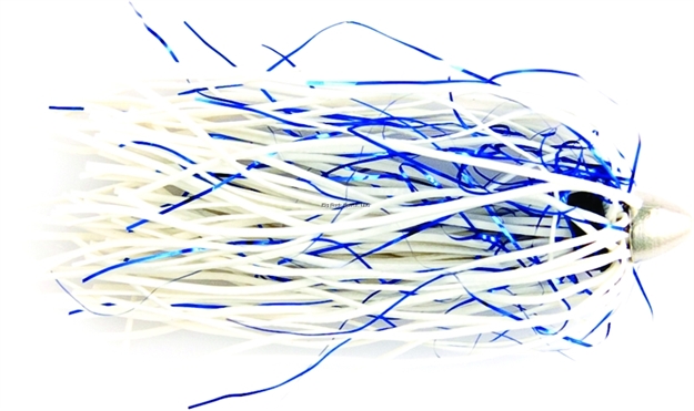 Picture of C&H King Buster Lure,  White/Blue Mylar Skirt, 1/8 OZ Head, 2.5 In, 3 PC