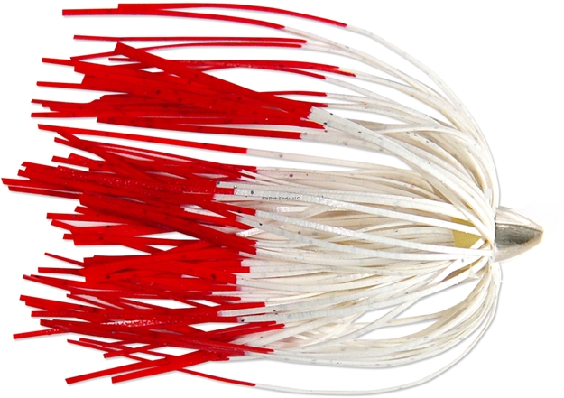Picture of C&H King Buster Lure,  White/Red Fire Tail Skirt, 1/8 OZ Head, 2.5 In, 3 PC