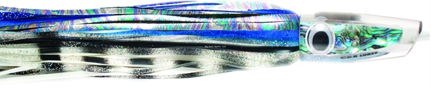 Picture of C&H Kona Classic Big Game Trolling Lure, Blue Foil/Black Stripe Over White Skirt, 10.5 IN