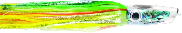 Picture of C&H Kona Classic Big Game Trolling Lure, Green/Chartreuse/Orange Stripe Over Chartreuse Skirt, 10.5 IN