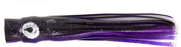 Picture of C&H Lil Bubbler Trolling Lure, Black/Purple Belly Skirt, Concave Head, 5.5 IN