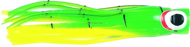 Picture of C&H Lil Bubbler Trolling Lure, Green/Yellow Belly Skirt, Concave Head, 5.5 IN