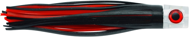 Picture of C&H Lil Stubby Trolling Lure, Rigged And Ready, Black/Red Skirt, 7/0 Hook, 100 LB Mono, 6 FT