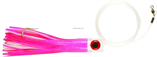 Picture of C&H Lil Stubby Trolling Lure, Rigged And Ready, Blue/Pink Skirt, 7/0 Hook, 100 LB Mono, 6 FT