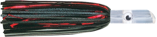 Picture of C&H Lil Swimmer Pre-Rigged Trolling Lure, Black/Red Mylar Skirt, 7/0 Hook, 100 LB Mono, 6 FT