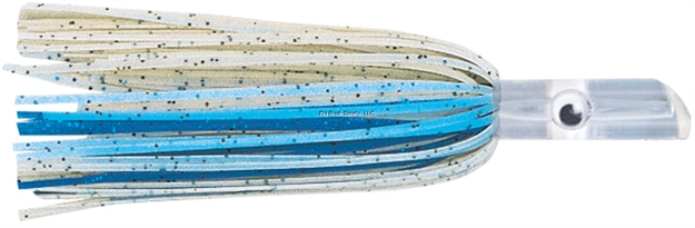 Picture of C&H Lil Swimmer Pre-Rigged Trolling Lure, White/Blue Skirt, 7/0 Hook, 100 LB Mono, 6 FT