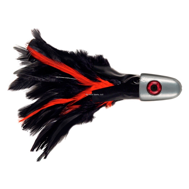 Picture of C&H NO Alibi, Trolling Feather Lure, Black/Red Skirt, 1/4 OZ (7.08 G) Head, 25 PC