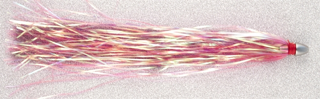 Picture of C&H Pearl Baby Long Trolling Lure, Style Pbl, Pink/Pearl Tinsel Skirt, 1/8 OZ Head, 8 IN (20.3 Cm)