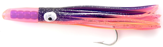 Picture of C&H Rattle Jet Trolling Lure Rigged & Ready, Blue/Pink Skirt, 7/0 Hook, 100 LB Mono, 6 FT