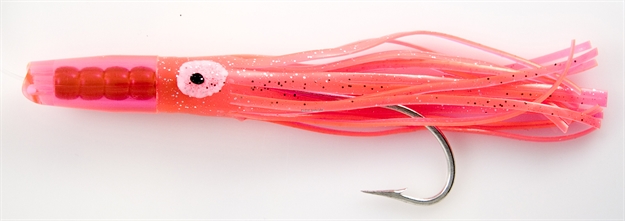 Picture of C&H Rattle Jet Trolling Lure Rigged & Ready, Pink Skirt, 7/0 Hook, 100 LB Mono, 6 FT
