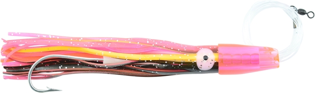 Picture of C&H Rattle Jet XL Trolling Lure Rigged & Ready, Pink/Black Skirt, 8/0 Hook, 130 LB Mono, 6 FT