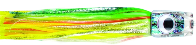Picture of C&H Smoking Joe Big Game Trolling Lure, Green/Chartreuse/Orange Stripe Over Chartreuse Skirt, 12 IN