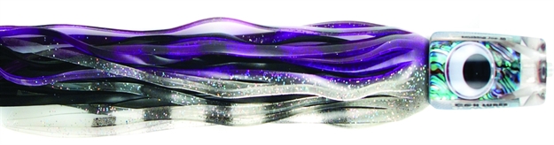 Picture of C&H Smoking Joe Big Game Trolling Lure, Purple/Clear/Black Stripe Over Black Skirt, 12 IN
