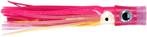 Picture of C&H Stubby Bubbler Bait Rig, Pink/White/Mylar Skirt, 7/0 Hook, Bait Spring & Pin, 100 LB Mono, 6 FT