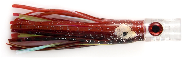 Picture of C&H Stubby Bubbler Trolling Lure, Black/Red/Pearl Skirt, 5.5 IN