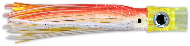 Picture of C&H Stubby Bubbler Trolling Lure, Orng/White/Chartreuse Skirt, 5.5 IN