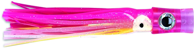 Picture of C&H Stubby Bubbler Trolling Lure, Pink/White/Mylar Skirt, 5.5 IN