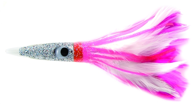 Picture of C&H Wahoo Whacker Feather Trolling Lure, Pink/White Feather Skirt, 10 IN