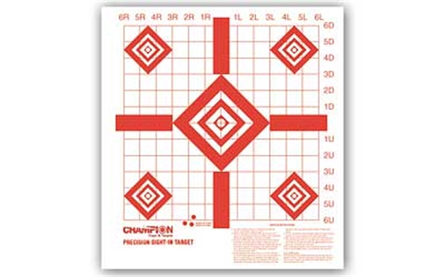 Picture of Champion Targets 47388 Redfield Sight-In Diamond Paper Pistol/Rifle 16" X 16" White/Red 10 Pk. 47387