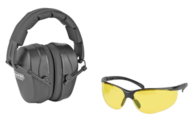 Picture of Champion Traps & Targets Eye And Ear Protection Combo, Black, Passive Muff, Amber Lens, Clam 40626 076683000347