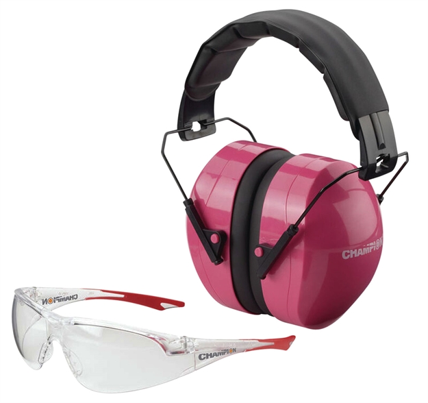 Picture of Champion Traps & Targets Eyes & Ears Combo, Passive Hearing Protection, Nrr 26Db, Pink, Clear Ballistic Glasses 40624 076683406248