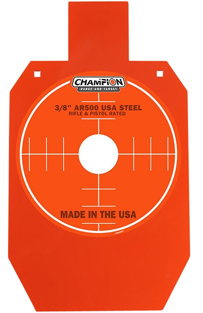 Picture of  Champion Targets 44907 Center Mass Metal Target Pistol/Rifle Orange Ar500 Steel/ 66% Ipsc Silhouette 3/8" Thick Hanging